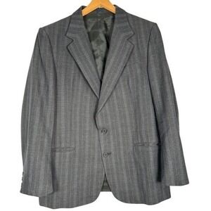 Henley by Par Tip Top Men's 100% Wool Gray Pinstripe Blazer‎ Suit Jacket